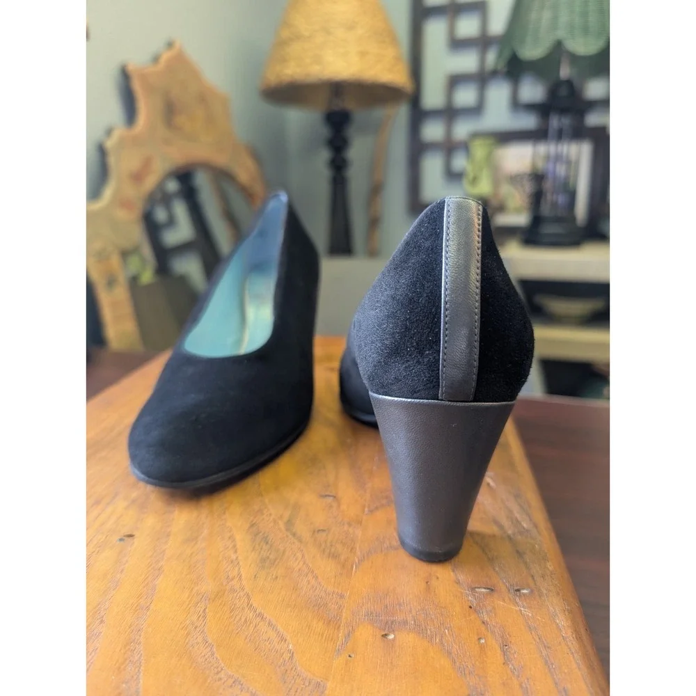 Thierry Rabotin 37 Black Suede Pump W/Metallic Heel